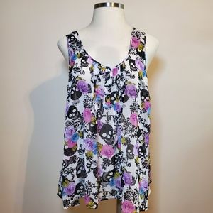 Torrid Skull & Floral Sleeveless Blouse